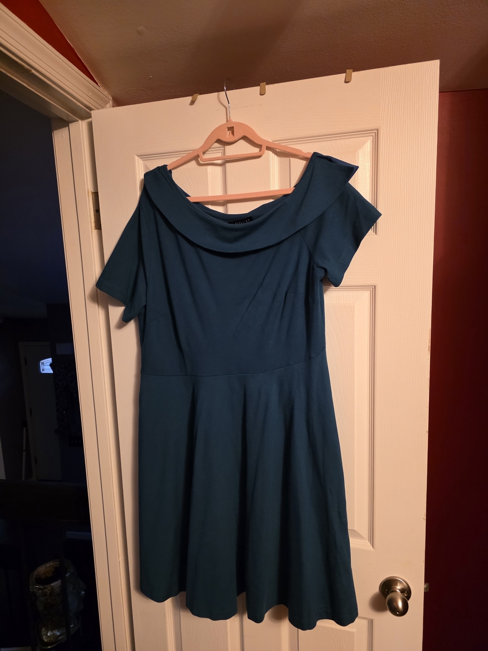 Eloquii Teal One-Shoulder Fit & Flare Dress